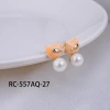 New copper-plated real gold S925 silver needle cute little cat pearl earrings, fashionable, elegant and high-end stud earrings Application Scenario